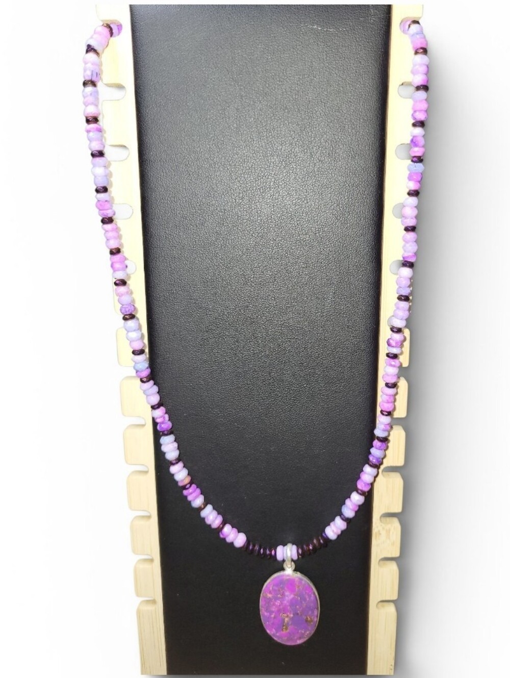Purple Mojave Turquoise And Tiffany Opal Beaded Pendant Necklace - 19in